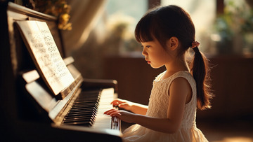 可爱女孩弹钢琴演奏摄影图1