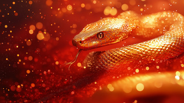 春节蛇年形象摄影图