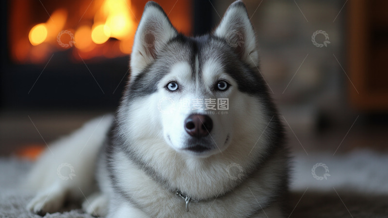 宠物狗狗室哈士奇内摄影图