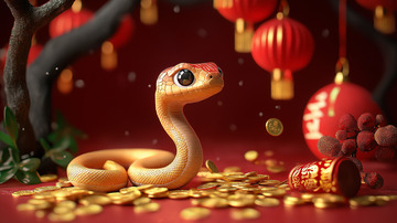 春节蛇年形象摄影图1