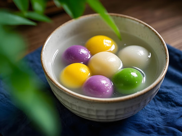 元宵节美食五彩汤圆摄影图