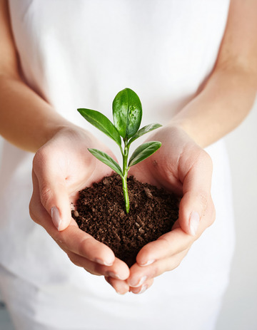 一双手捧着一株刚发芽的幼苗，幼苗根部带有泥土，象征着新生与希望1