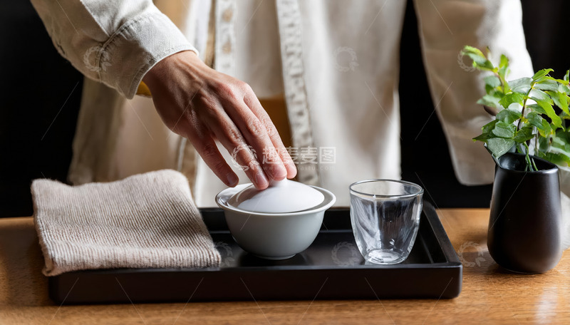 高清大图下载【趣麦麦图】一个透明玻璃杯和一盆绿植