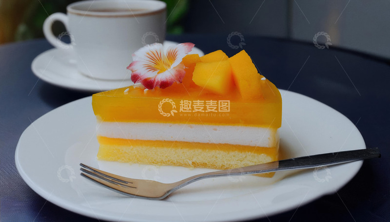 高清大图下载【趣麦麦图】黄色芒果奶油蛋糕甜品