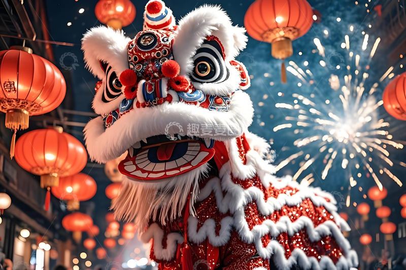 高清大图下载【趣麦麦图】春节舞狮场景摄影图5