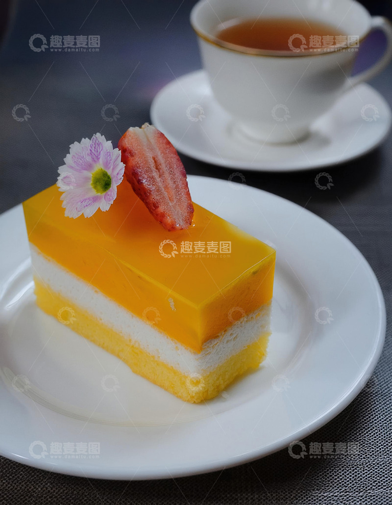 高清大图下载【趣麦麦图】黄色芒果奶油蛋糕甜品2