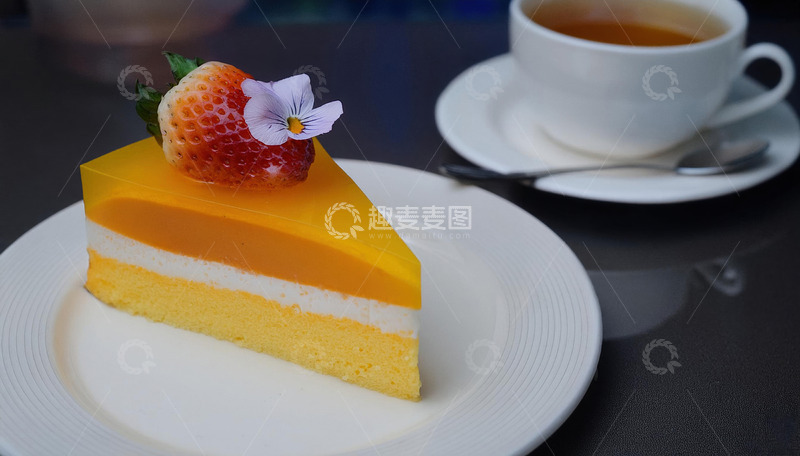 高清大图下载【趣麦麦图】黄色芒果奶油蛋糕甜品1
