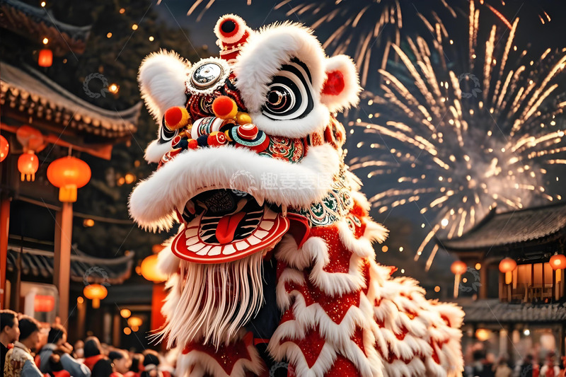 高清大图下载【趣麦麦图】春节舞狮场景摄影图3