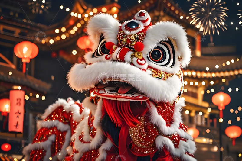 春节舞狮场景摄影图4