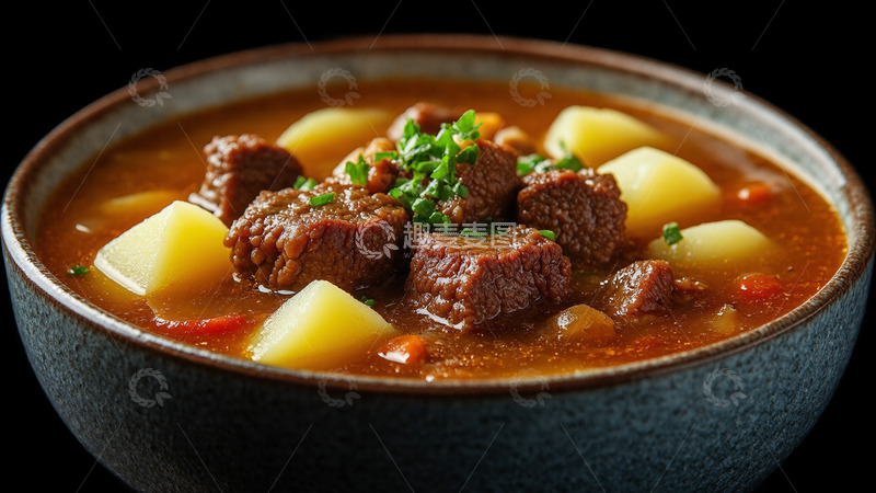高清大图下载【趣麦麦图】-牛腩炖土豆美食中餐摄影图