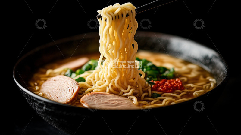 美味原味海鲜拉面摄影图