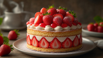 甜品草莓蛋糕摄影图