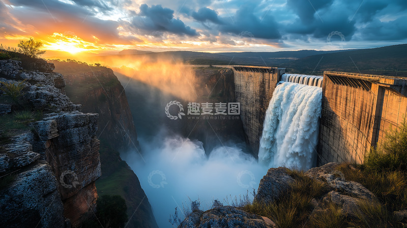 高清大图下载【趣麦麦图】水坝水库泄洪