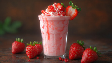 甜品草莓奶昔饮品摄影图