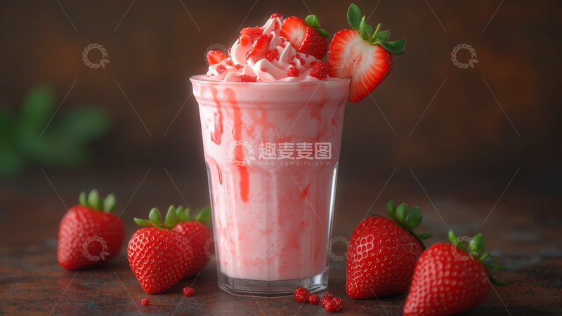 高清大图下载【趣麦麦图】甜品草莓奶昔饮品摄影图