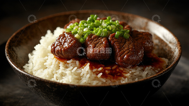 美食美味牛肉饭摄影图