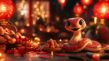 春节生肖可爱蛇年形象