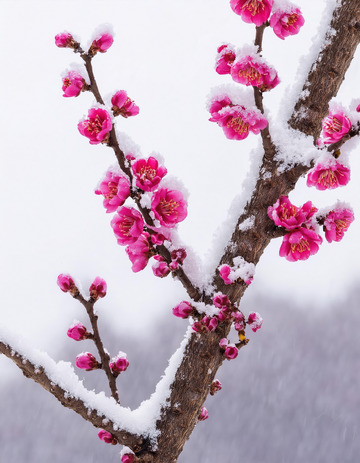 清新的雪梅画面