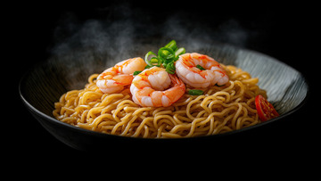 美食麻辣海鲜面面条摄影图