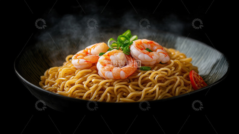 美食麻辣海鲜面面条摄影图