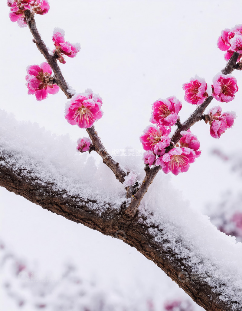 高清大图下载【趣麦麦图】雪压枝头的梅花2