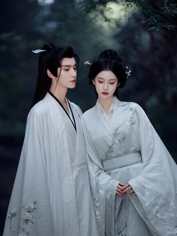 古风情侣汉服写真艺术照