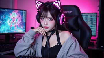 网红电竞少女摄影图