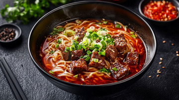 美味麻辣牛肉面美食摄影图1