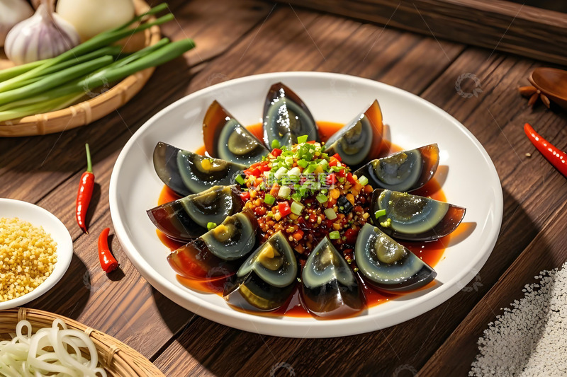 高清大图下载【趣麦麦图】凉拌皮蛋美食摄影图