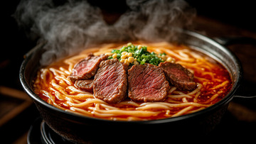 麻辣牛肉面面条美食摄影