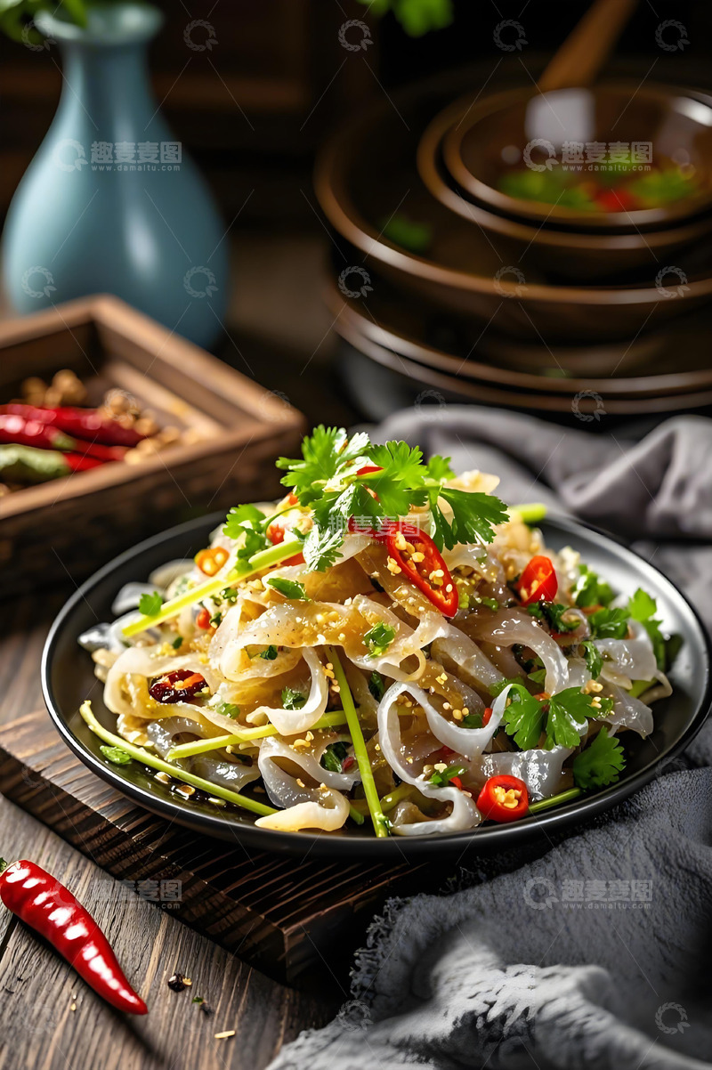 高清大图下载【趣麦麦图】凉拌鱼皮美食摄影图