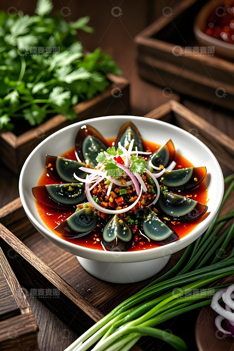 高清大图下载【趣麦麦图】凉拌皮蛋美食摄影图1