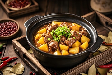 土豆牛腩美食摄影