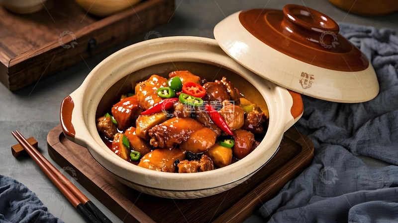 高清大图下载【趣麦麦图】砂锅红烧鸡翅美食摄影