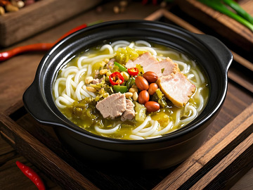 中式美食酸菜米线摄影图