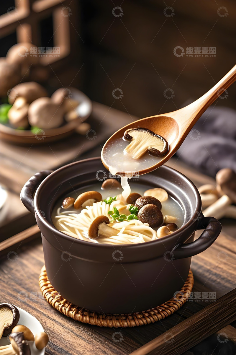 高清大图下载【趣麦麦图】菌菇汤美食摄影图