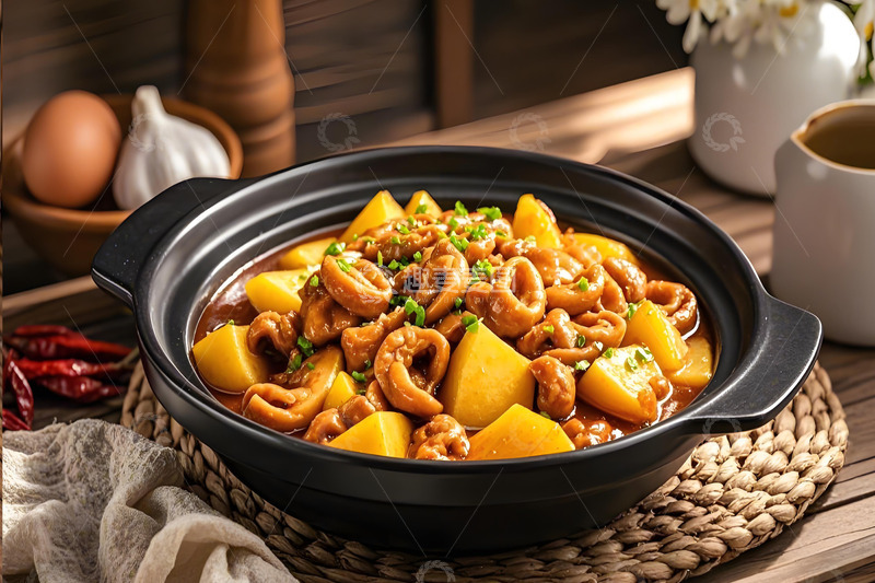 高清大图下载【趣麦麦图】土豆肥肠美食摄影