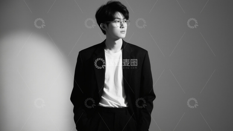 高清大图下载【趣麦麦图】创意黑白风西装现代男士摄影写真