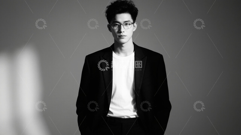 高清大图下载【趣麦麦图】创意黑白风西装现代男士摄影写真1