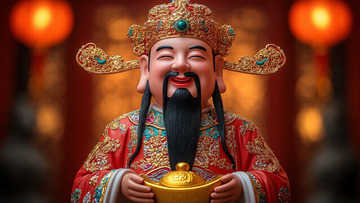 新年喜庆财神爷雕像摄影图