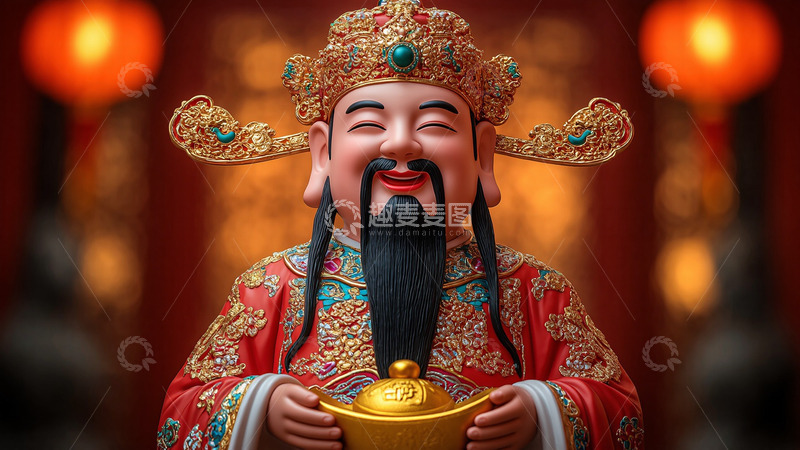 高清大图下载【趣麦麦图】新年喜庆财神爷雕像摄影图