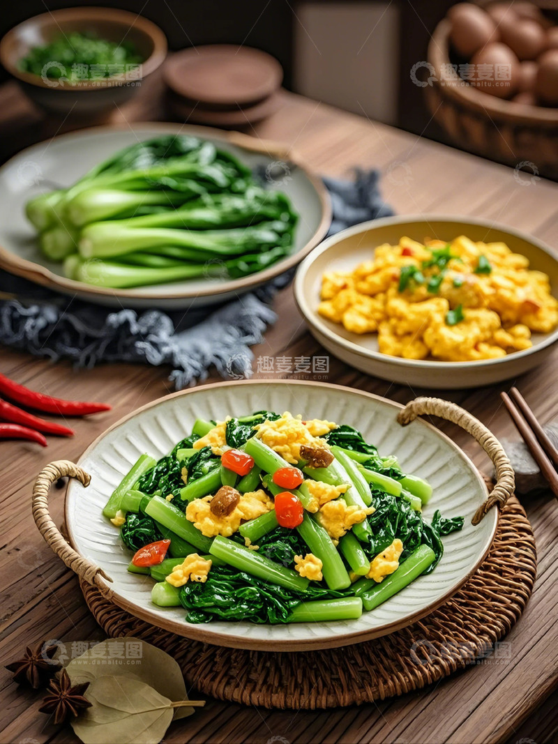 高清大图下载【趣麦麦图】时蔬炒鸡蛋-美食3