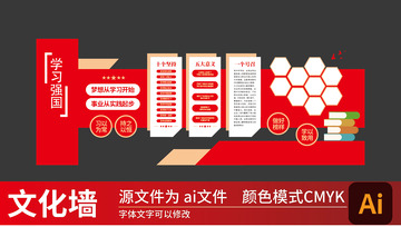 红色党建国党员活动室文化墙