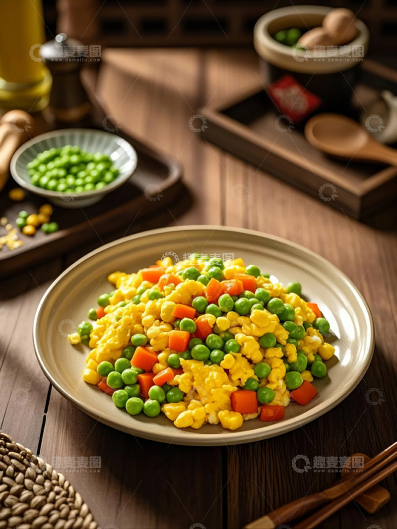 高清大图下载【趣麦麦图】时蔬炒鸡蛋-美食1