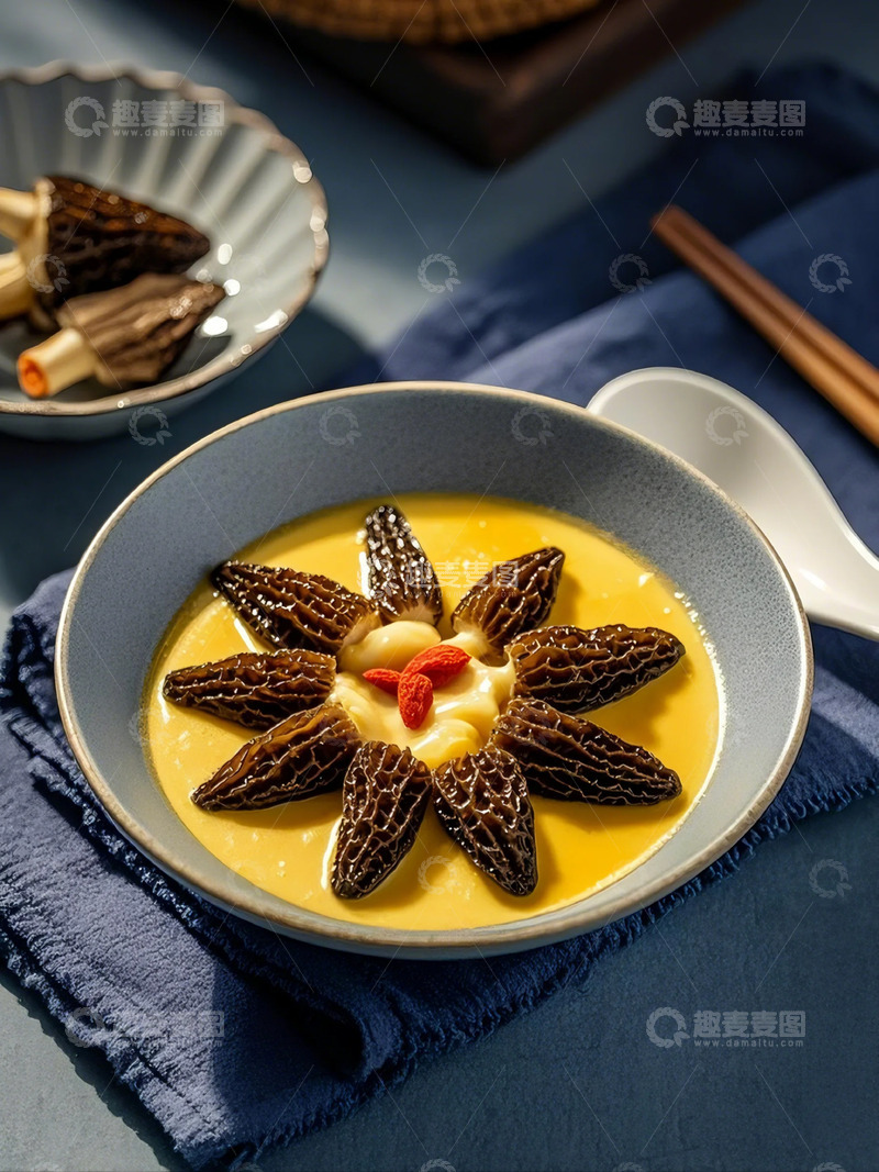 高清大图下载【趣麦麦图】羊肚菌蛋羹-美食