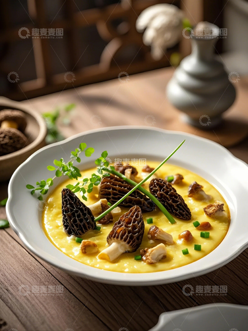 高清大图下载【趣麦麦图】羊肚菌蛋羹-美食2
