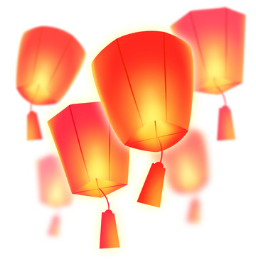 手绘孔明灯插画海报装饰元素