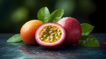 美味水果紫色百香果摄影图