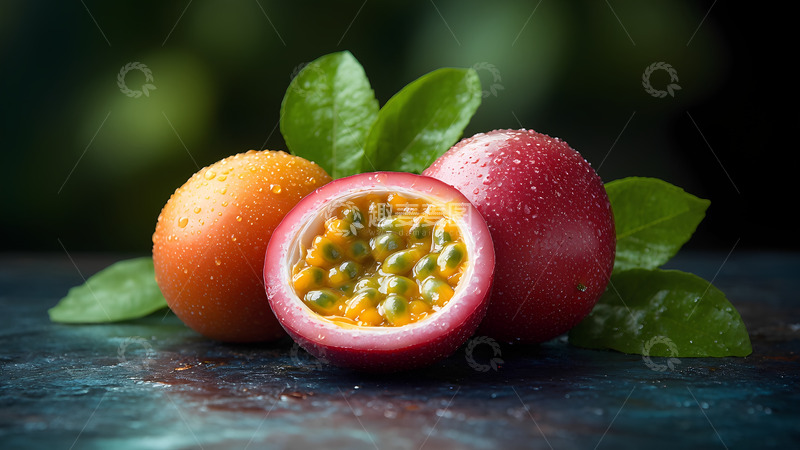 美味水果紫色百香果摄影图