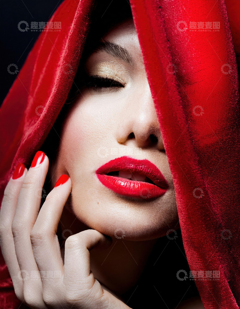 高清大图下载【趣麦麦图】红装红唇，演绎神秘魅惑风情